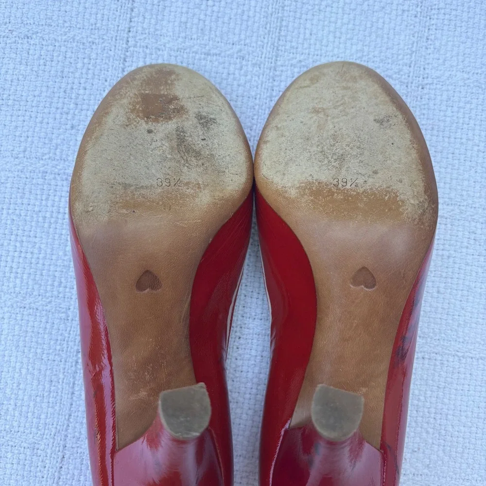 Women's EU 39.5 MOSCHINO Cheap and Chic Red Patent Bow High Heel Pumps Italy